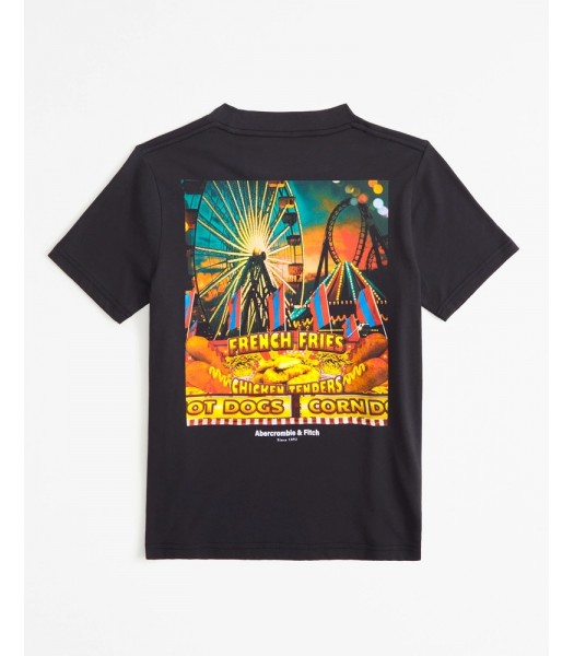 Abercrombie Dark Grey Imagery Logo Back Graphic Tee